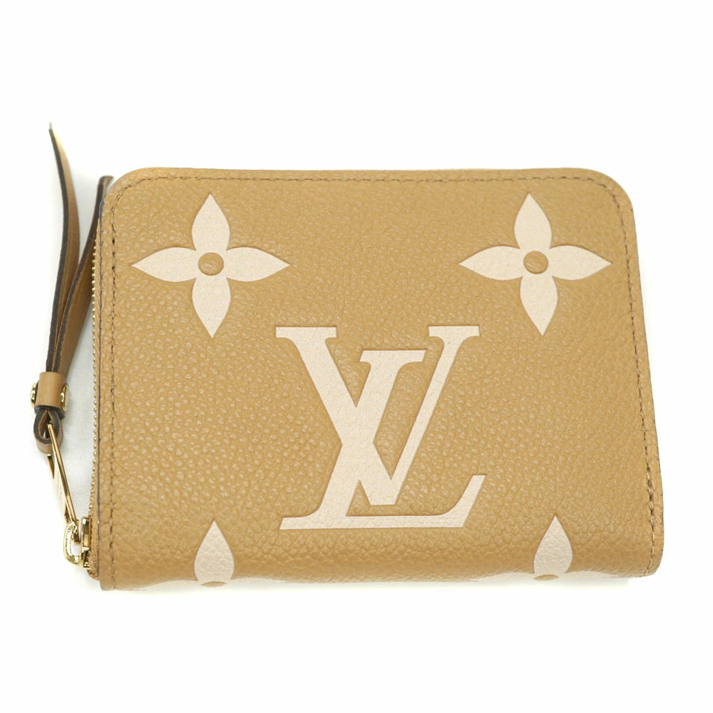 Louis Vuitton Zippy Wallet Coin Purse Monogram Empreinte Leather Beige Tan